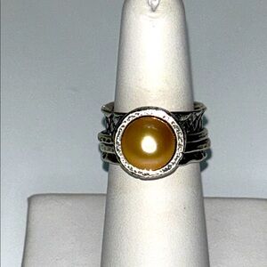 NWOT Passage To Israel Designer Sterling Silver Mobe Pearl Fidget Spinner Ring